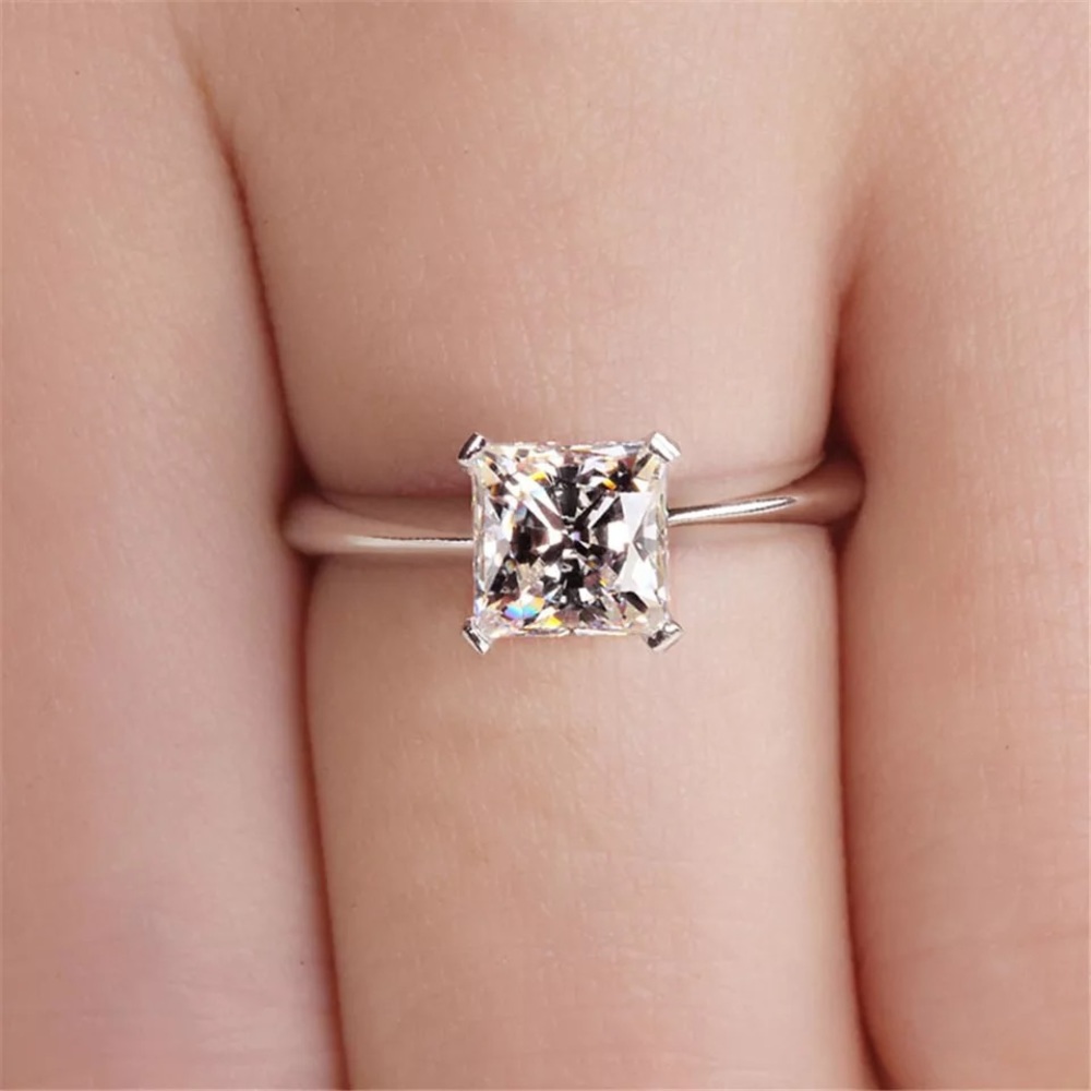 1Ct 6mm Princess Cut Solitaire Ring VVS1 Lab Diamond - Picture 4 of 17